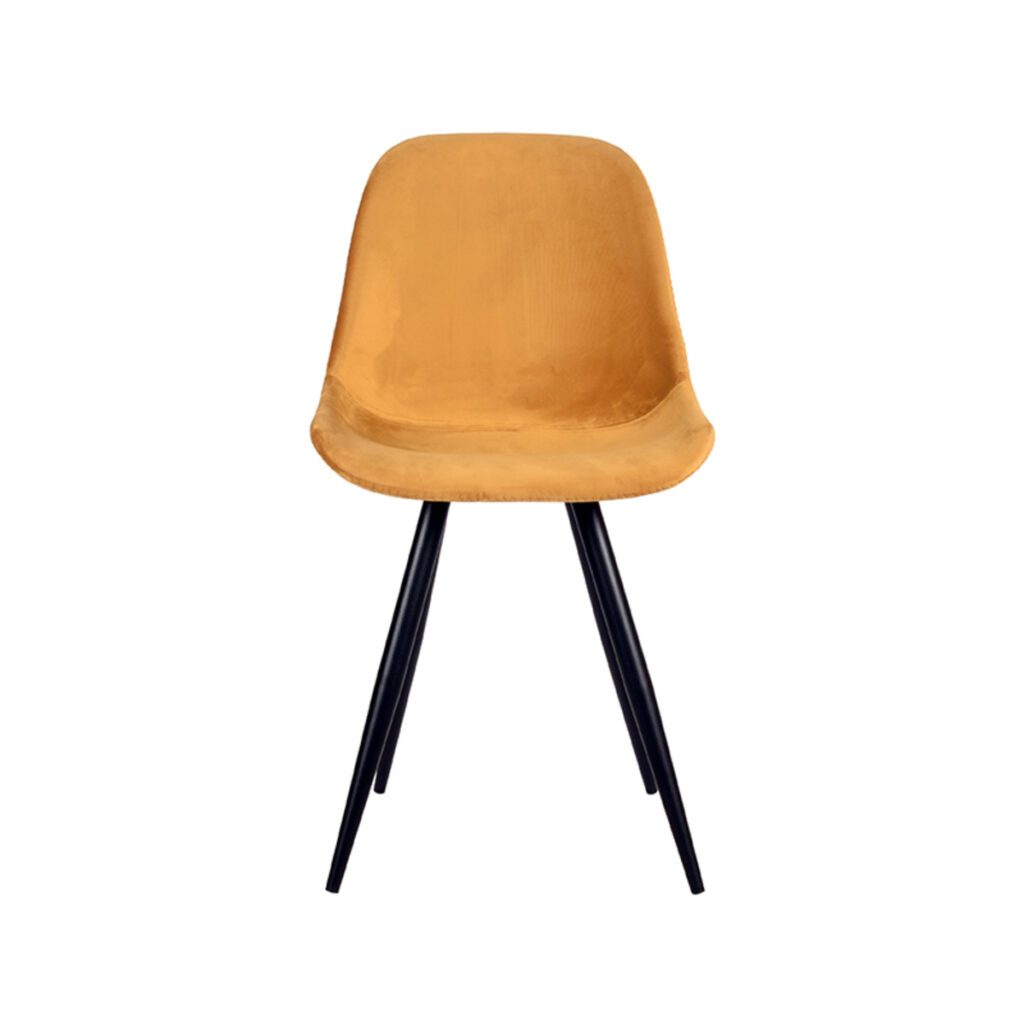 pro_74912_img_8813913 LABEL51 Eetkamerstoel Capri - Oker - Fluweel - Zwart Metalen Frame