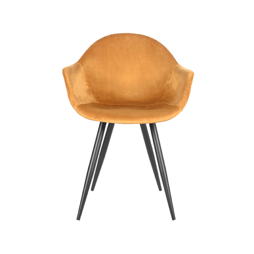 LABEL51 Eetkamerstoel Forli - Oker - Fluweel - Zwart Metalen Frame