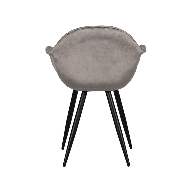 LABEL51 Eetkamerstoel Forli - Grijs - Fluweel - Zwart Metalen Frame