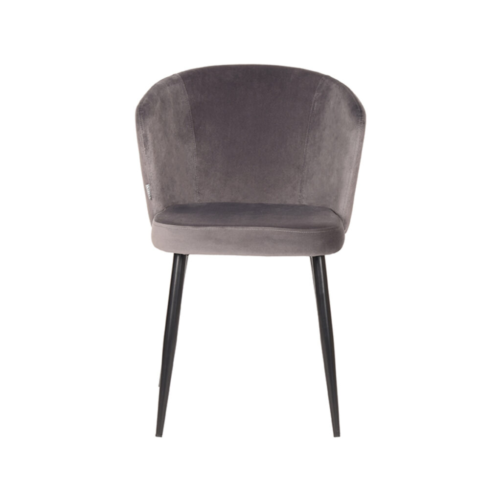 LABEL51 Eetkamerstoel Wave - Grijs - Fluweel - Zwart Metalen Frame