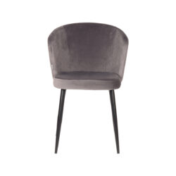 LABEL51 Eetkamerstoel Wave - Grijs - Fluweel - Zwart Metalen Frame