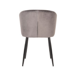 LABEL51 Eetkamerstoel Wave - Grijs - Fluweel - Zwart Metalen Frame