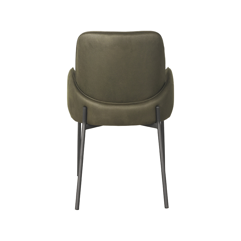 LABEL51 Eetkamerstoel Jari - Army - Microvezel - Zwart Metalen Frame