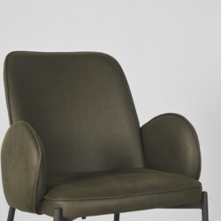 LABEL51 Eetkamerstoel Jari - Army - Microvezel - Zwart Metalen Frame