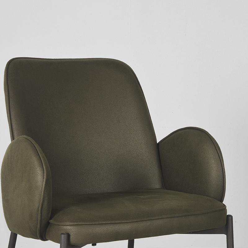 LABEL51 Eetkamerstoel Jari - Army - Microvezel - Zwart Metalen Frame