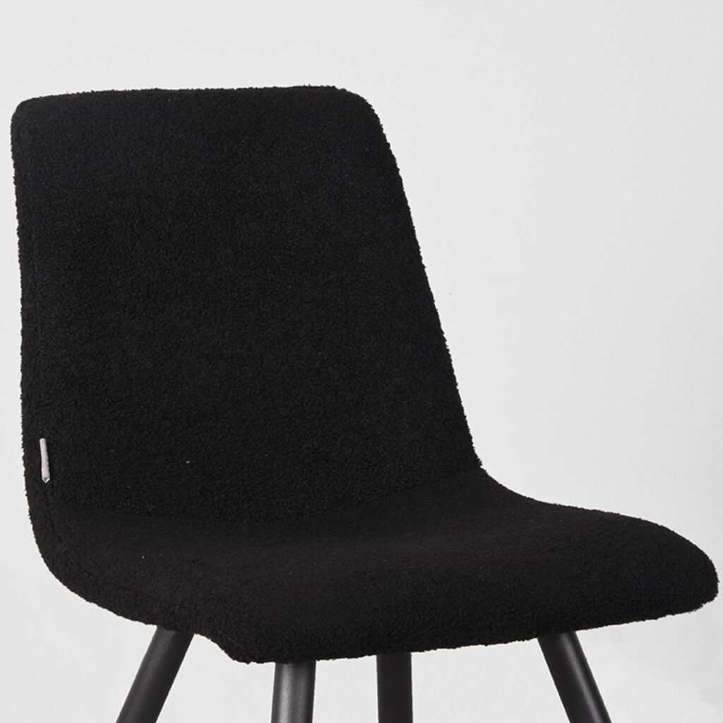 LABEL51 Eetkamerstoel Jep - Zwart - Teddy - Zwart Metalen Frame