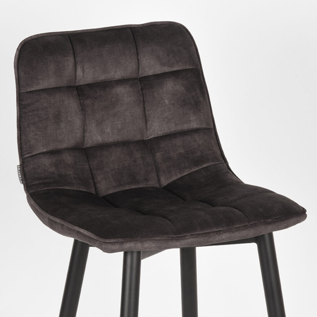 LABEL51 Barkruk Jelt - Antraciet - Velours - Hoog