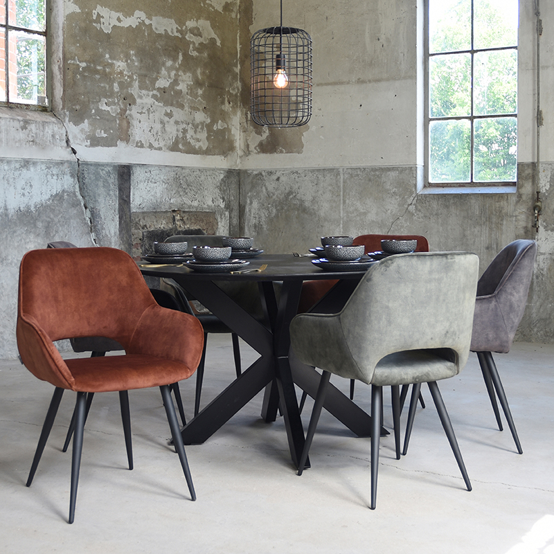 pro_78030_img_8814060 LABEL51 Eetkamerstoel Fer - Hunter - Velours - Zwart Metalen Frame