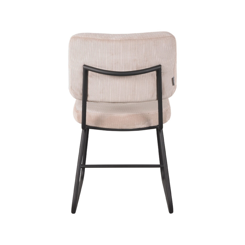 LABEL51 Eetkamerstoel Noah - Naturel - Ribcord - Zwart Metalen Frame