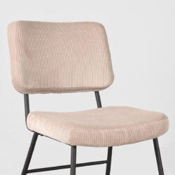 LABEL51 Eetkamerstoel Noah - Naturel - Ribcord - Zwart Metalen Frame