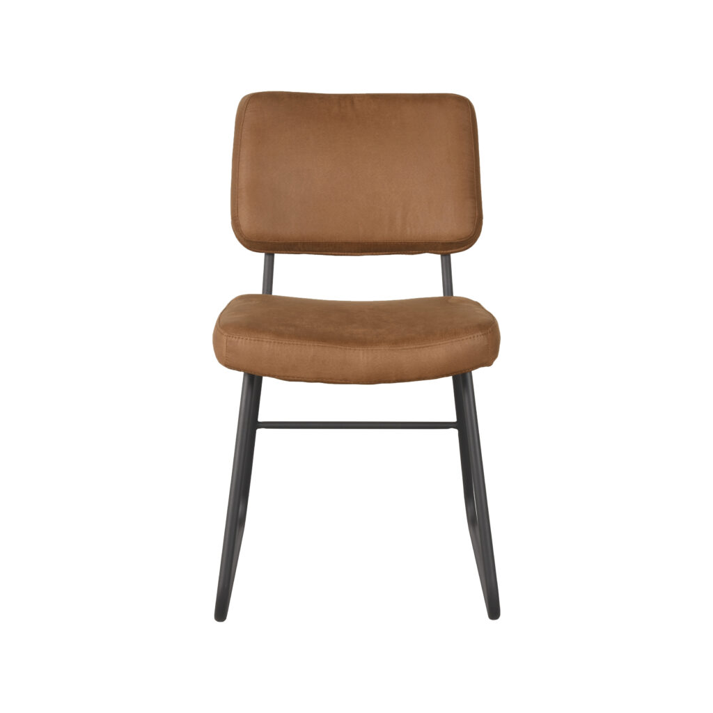 LABEL51 Eetkamerstoel Noah - Cognac - Micro Suede - Zwart Metalen Frame