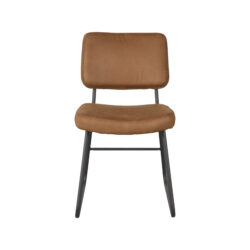 LABEL51 Eetkamerstoel Noah - Cognac - Micro Suede - Zwart Metalen Frame