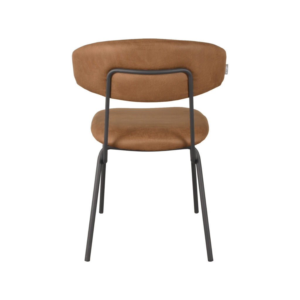 LABEL51 Eetkamerstoel Zack - Cognac - Micro Suede - Zwart Metalen Frame