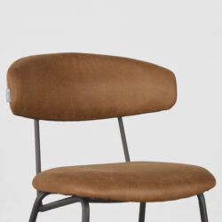 LABEL51 Eetkamerstoel Zack - Cognac - Micro Suede - Zwart Metalen Frame