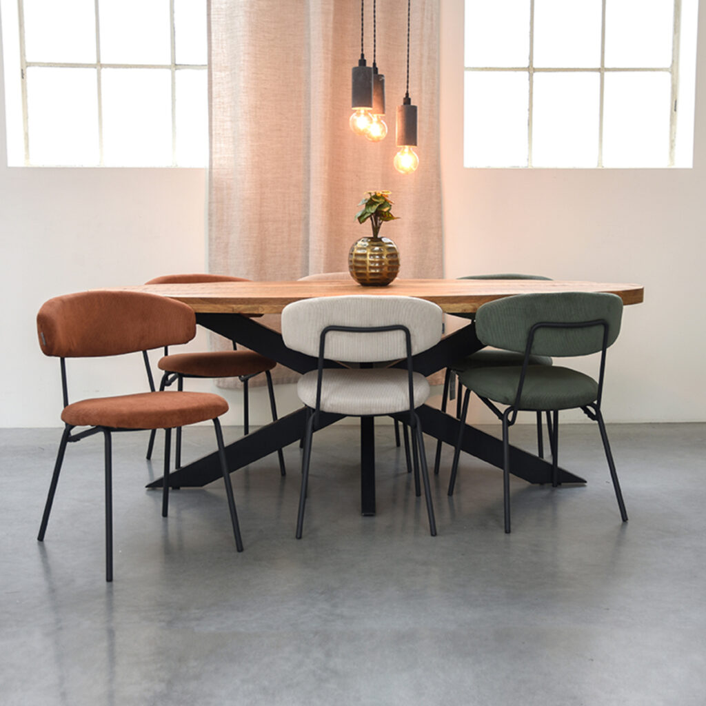 pro_79266_img_8815507 LABEL51 Eetkamerstoel Zack - Forest - Ribcord - Zwart Metalen Frame