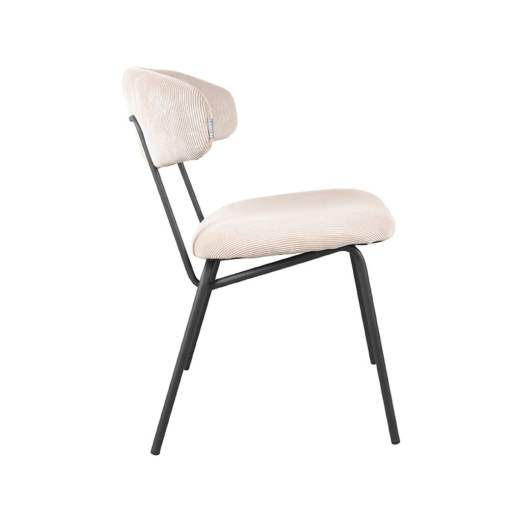 LABEL51 Eetkamerstoel Zack - Naturel - Ribcord - Zwart Metalen Frame