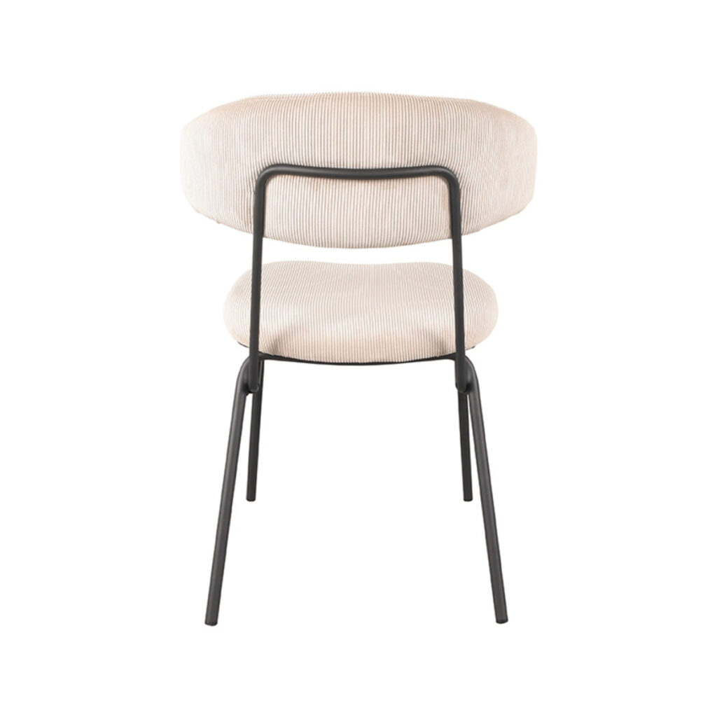 LABEL51 Eetkamerstoel Zack - Naturel - Ribcord - Zwart Metalen Frame