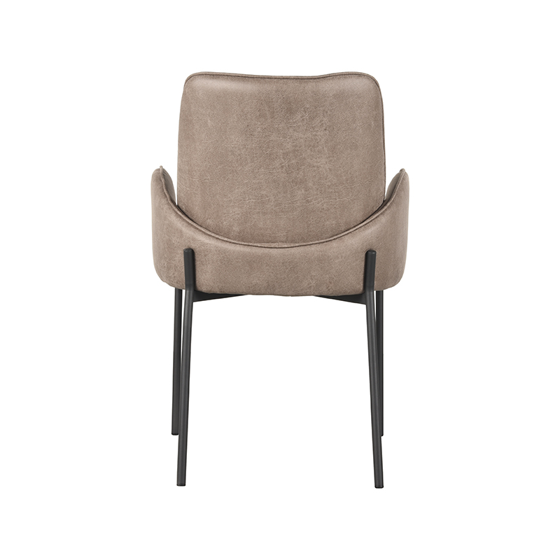 LABEL51 Eetkamerstoel Joni - Taupe - Micro Suede - Zwart Metalen Frame