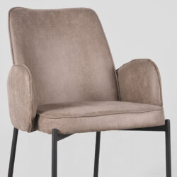 LABEL51 Eetkamerstoel Joni - Taupe - Micro Suede - Zwart Metalen Frame