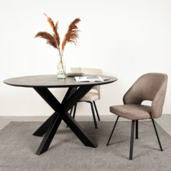 LABEL51 Eetkamerstoel Lewis - Taupe - Micro Suede - Zwart Metalen Frame