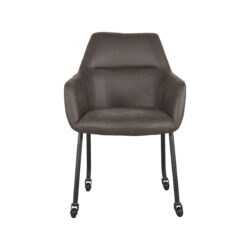 LABEL51 Eetkamerstoel Lenny - Antraciet - Micro Suede - Zwart Metalen Frame