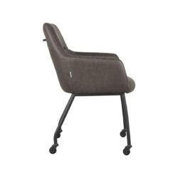 LABEL51 Eetkamerstoel Lenny - Antraciet - Micro Suede - Zwart Metalen Frame