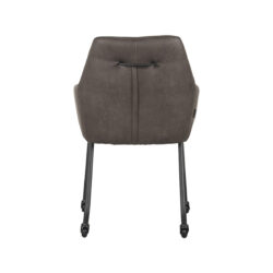 LABEL51 Eetkamerstoel Lenny - Antraciet - Micro Suede - Zwart Metalen Frame