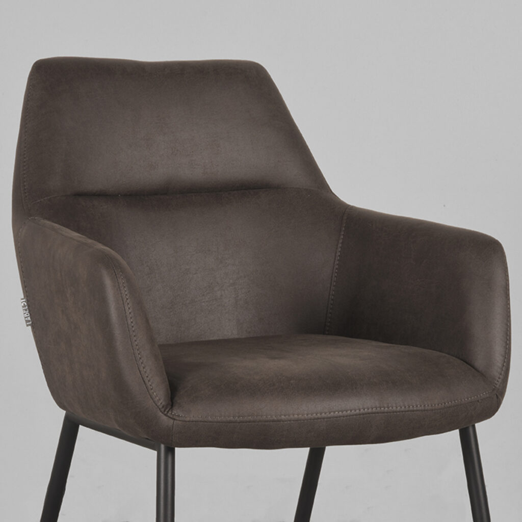 LABEL51 Eetkamerstoel Lenny - Antraciet - Micro Suede - Zwart Metalen Frame