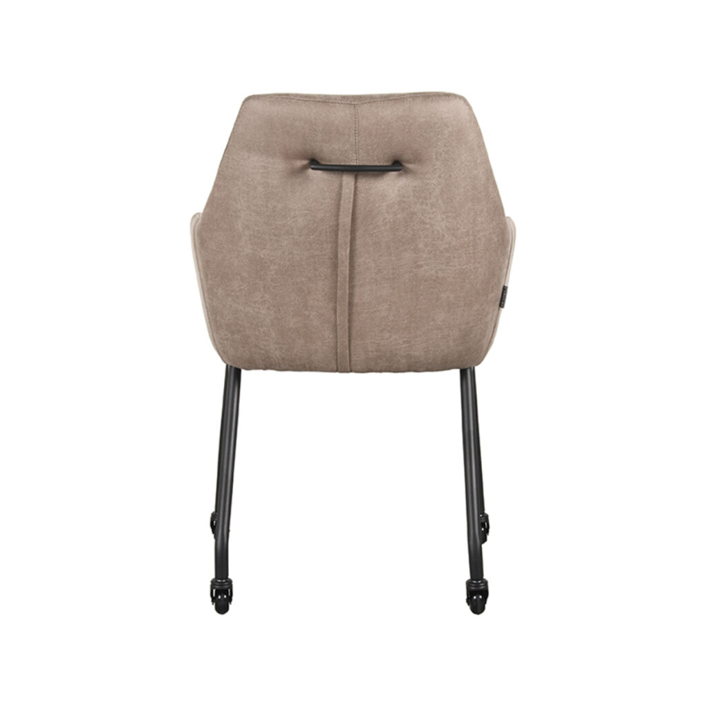 LABEL51 Eetkamerstoel Lenny - Taupe - Micro Suede - Zwart Metalen Frame