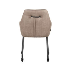 LABEL51 Eetkamerstoel Lenny - Taupe - Micro Suede - Zwart Metalen Frame