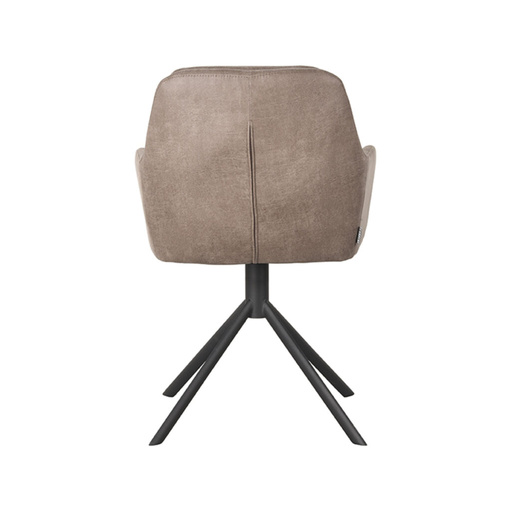 LABEL51 Eetkamerstoel Joy - Taupe - Micro Suede - Zwart Metalen Frame