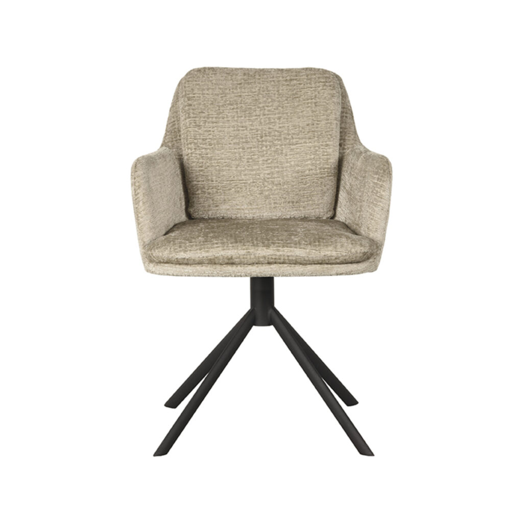 LABEL51 Eetkamerstoel Joy - Beige - Elegance - Zwart Metalen Frame