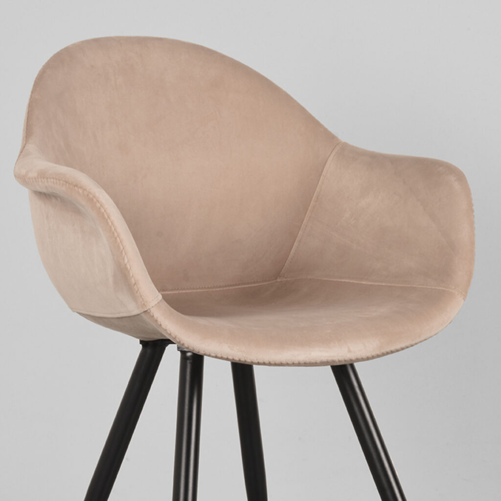 pro_80574_img_8814170 LABEL51 Eetkamerstoel Forli - Zand - Fluweel - Zwart Metalen Frame