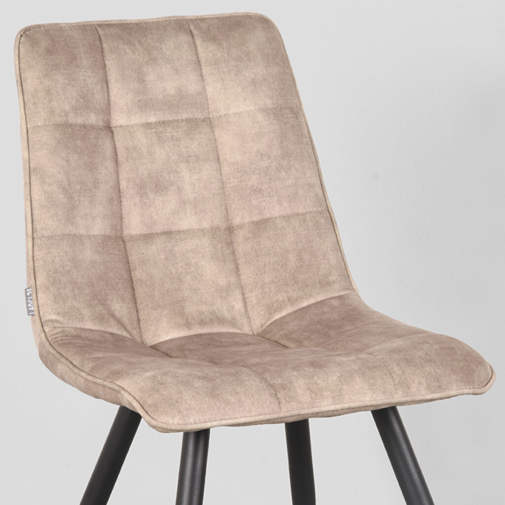 LABEL51 Eetkamerstoel Jelt - Zand - Velours - Zwart Metalen Frame