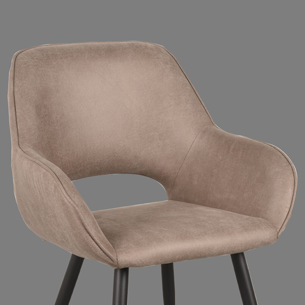 LABEL51 Eetkamerstoel Fer - Taupe - Micro Suede - Zwart Metalen Frame