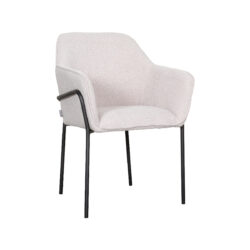 LABEL51 Eetkamerstoel Dexter - Naturel - Boucle - Zwart Metalen Frame