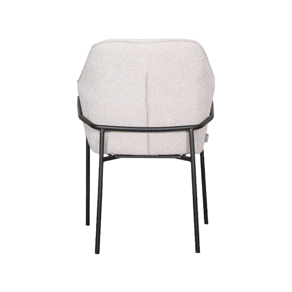 LABEL51 Eetkamerstoel Dexter - Naturel - Boucle - Zwart Metalen Frame
