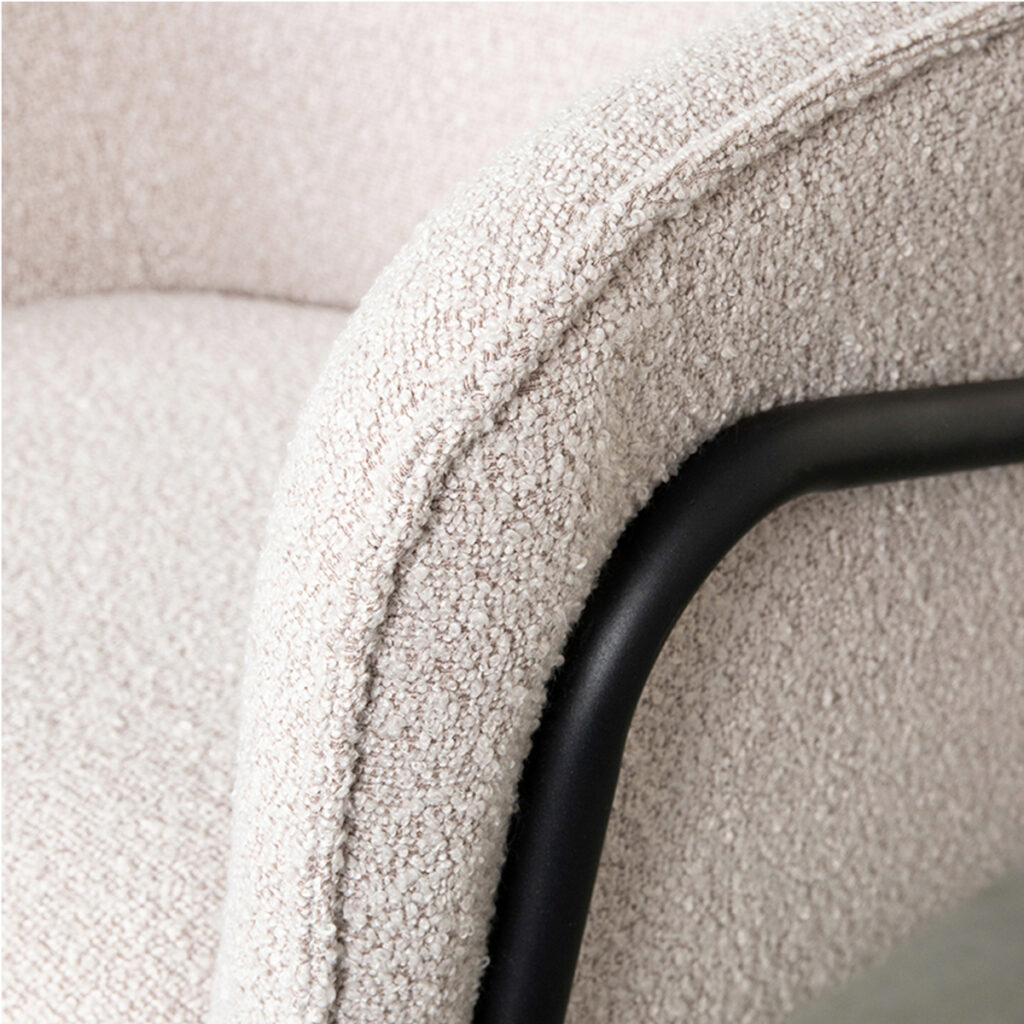 LABEL51 Eetkamerstoel Dexter - Naturel - Boucle - Zwart Metalen Frame