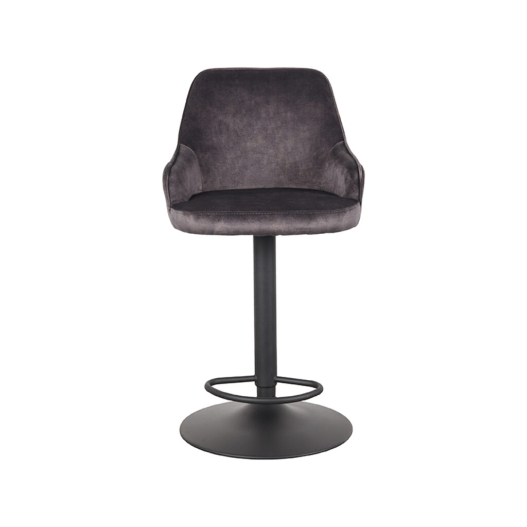 LABEL51 Barkruk Fender - Antraciet - Velours - Gaslift