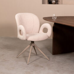 LABEL51 Eetkamerstoel Neo - Naturel - Boucle - Taupe Metalen Frame