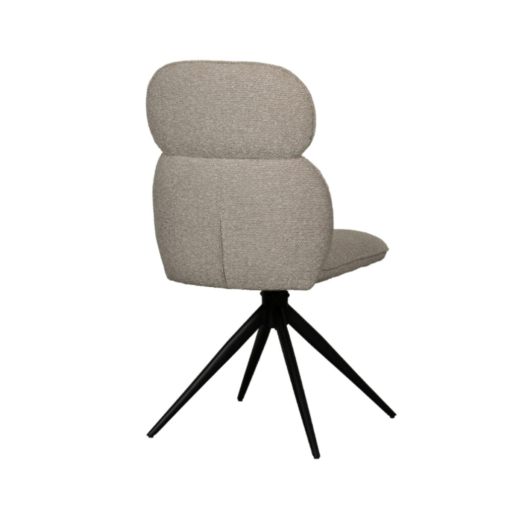 LABEL51 Eetkamerstoel Finn - Naturel - Royal Boucle - Zwart Metalen Frame