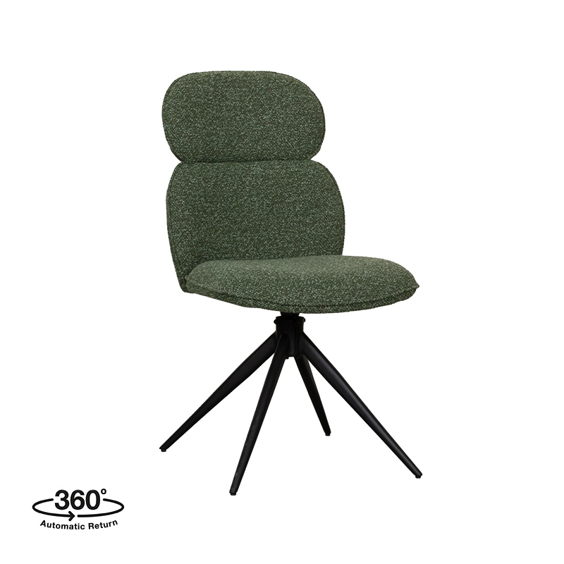 LABEL51 Eetkamerstoel Finn - Forest - Royal Boucle - Zwart Metalen Frame