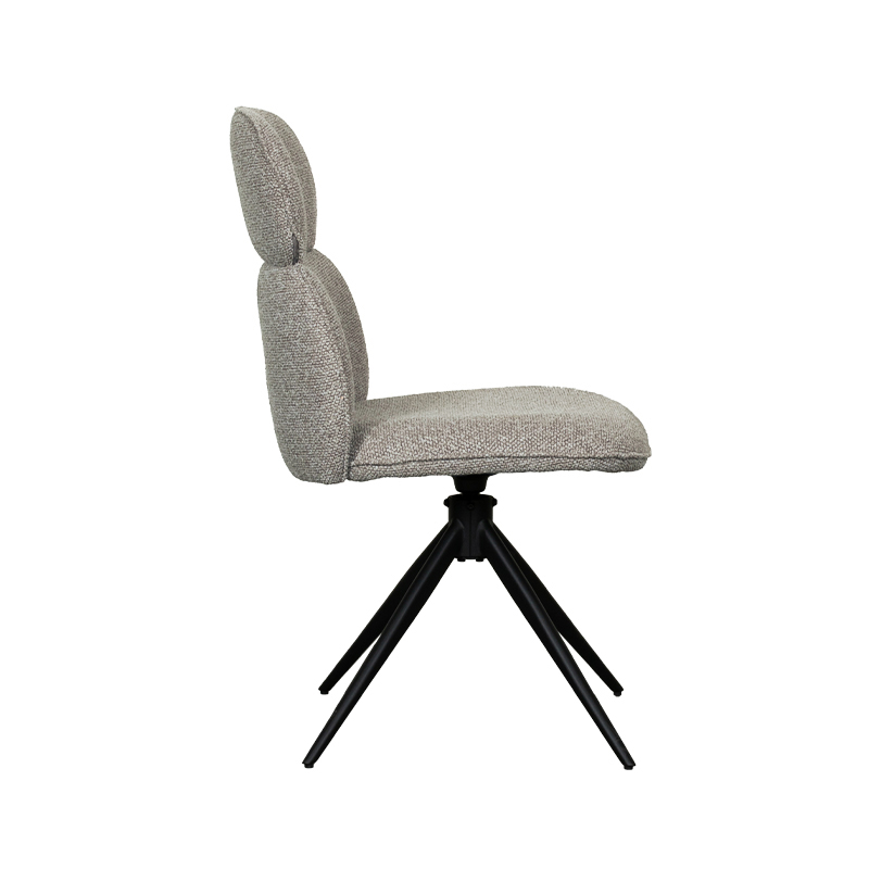 LABEL51 Eetkamerstoel Finn - Mushroom - Royal Boucle - Zwart Metalen Frame