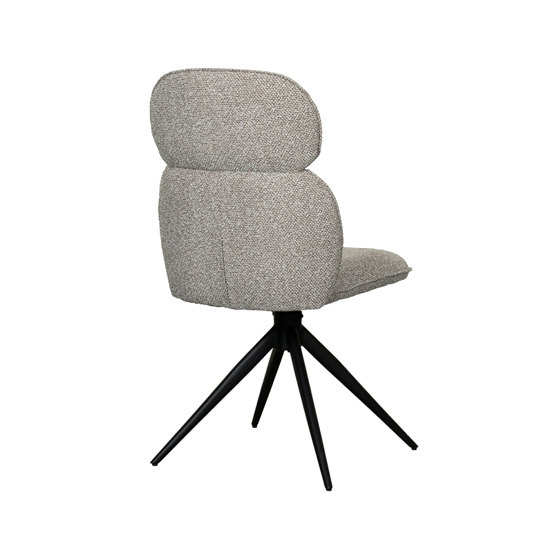 LABEL51 Eetkamerstoel Finn - Mushroom - Royal Boucle - Zwart Metalen Frame