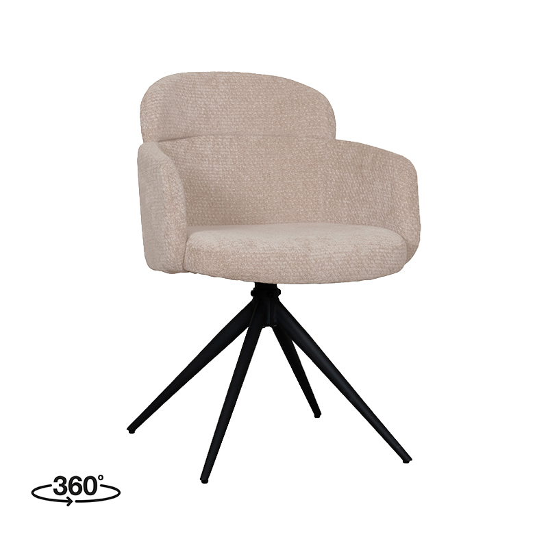 LABEL51 Eetkamerstoel Levi - Clay - Elite - Zwart Metalen Frame