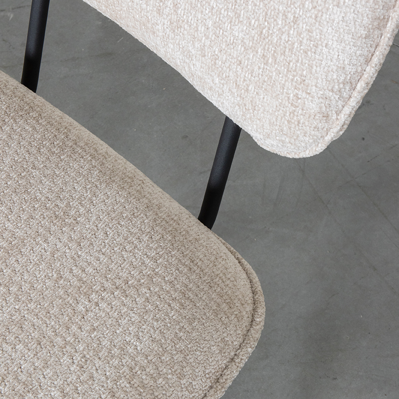 LABEL51 Eetkamerstoel Liva - Naturel - Elite - Zwart Metalen Frame