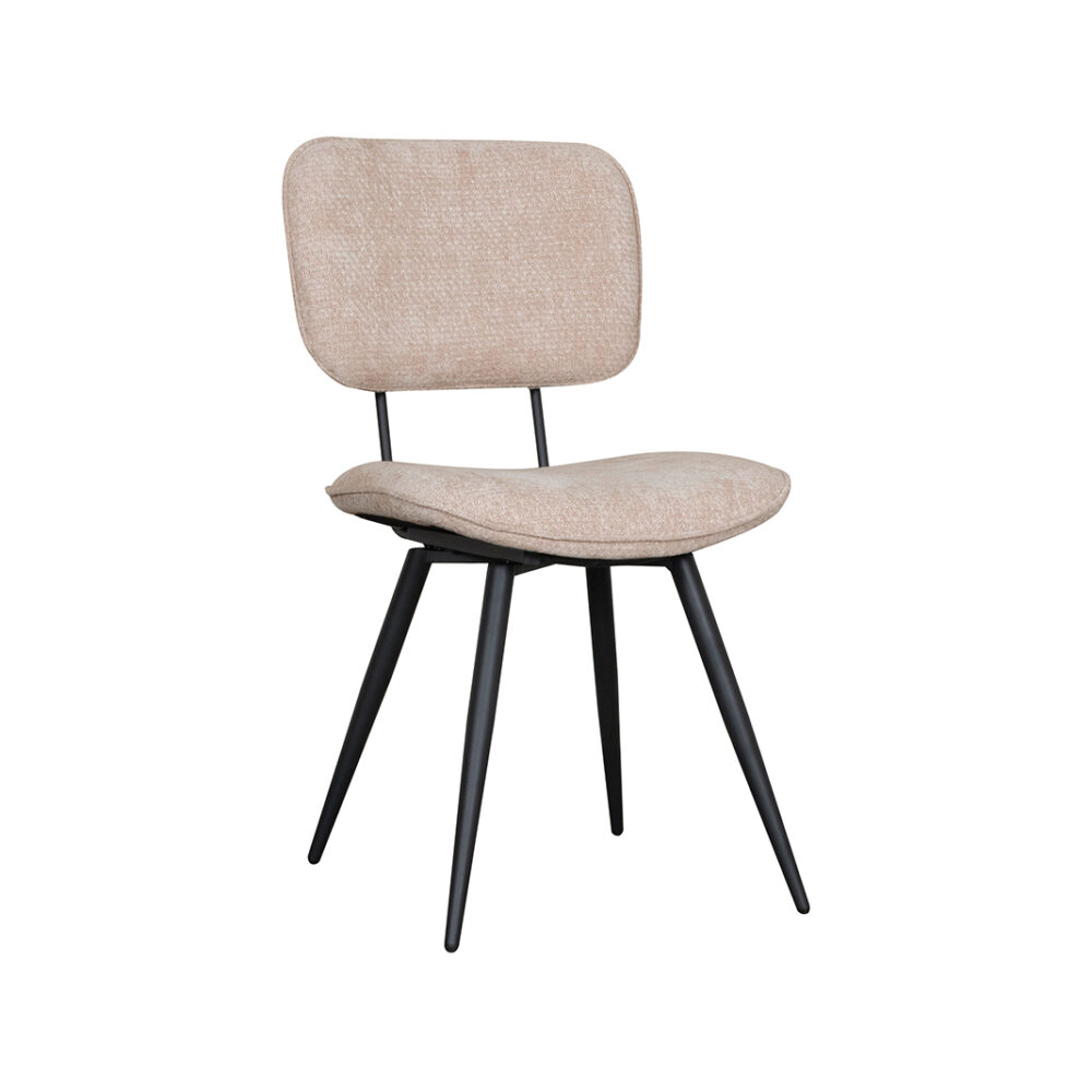 LABEL51 Eetkamerstoelen Liva - Clay - Chenille - Zwart Metalen Frame
