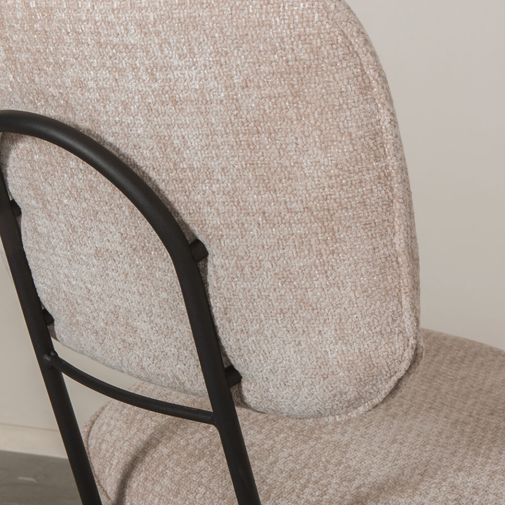 LABEL51 Eetkamerstoel Liva - Clay - Elite - Zwart Metalen Frame