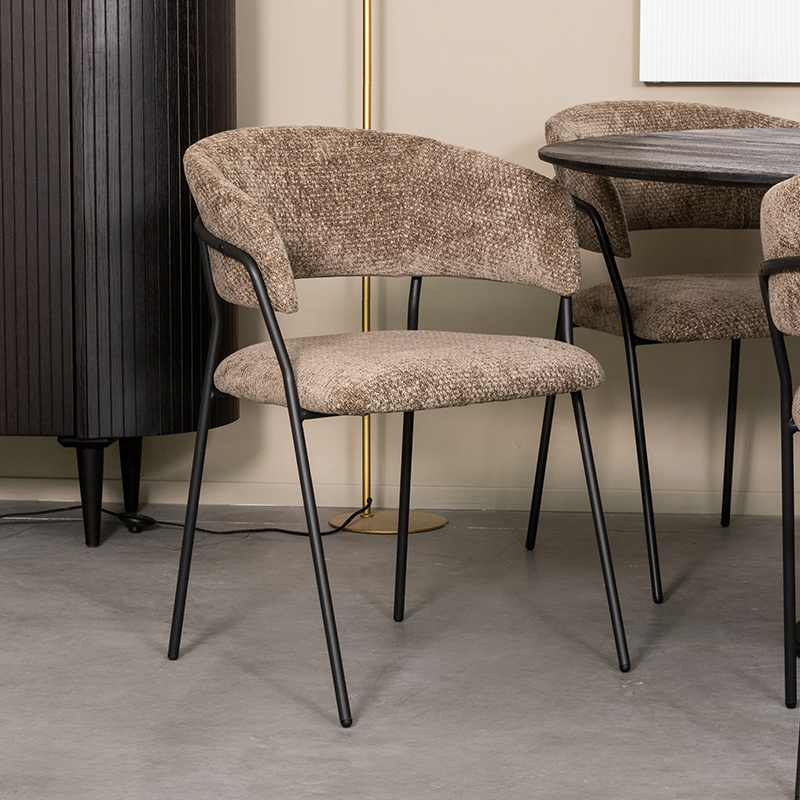 LABEL51 Eetkamerstoel Luuk - Hunter - Elite - Zwart Metalen Frame