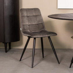 pro_93015_img_8813808 LABEL51 Eetkamerstoel Bistro - Taupe - Fluweel - Zwart Metalen Frame